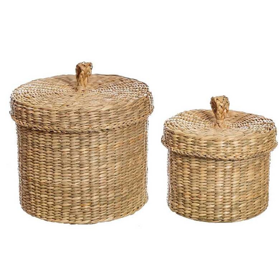 Maison & D Coration Sass & Belle Paniers, Sacs & Corbeilles | Set De 2 Paniers Avec Couvercle - Sass&Belle