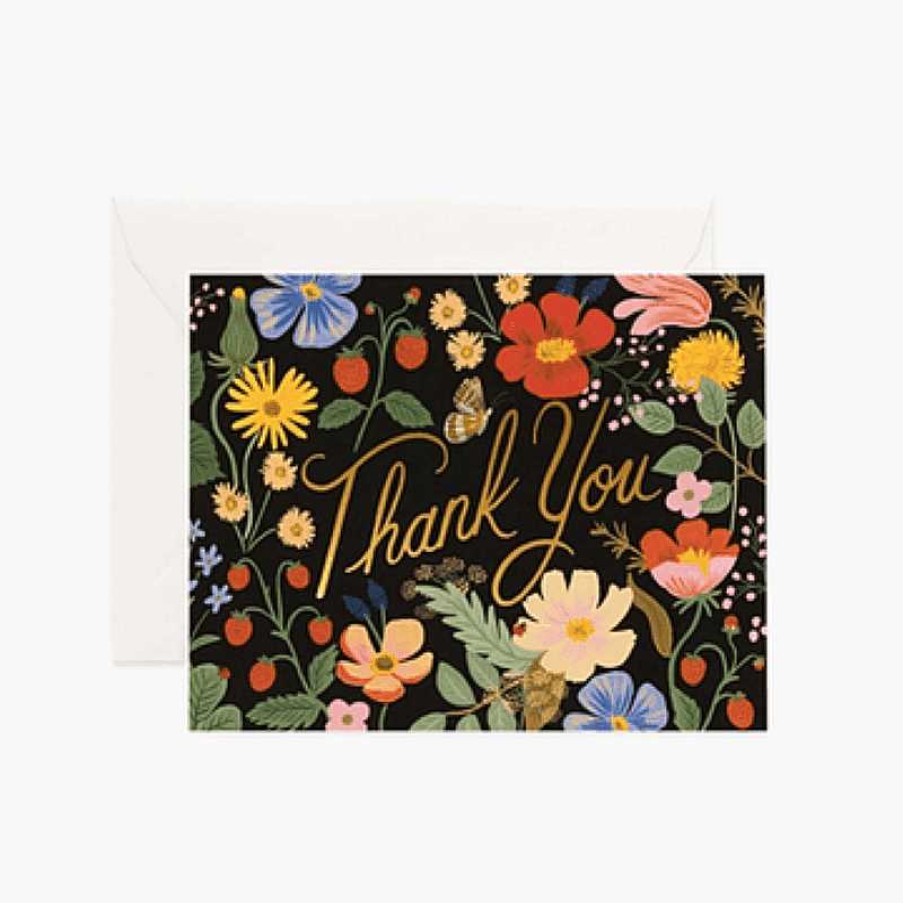 Lifestyle Rifle Paper Co. Remerciements | Carte Double - Strawberry Fields Thank You