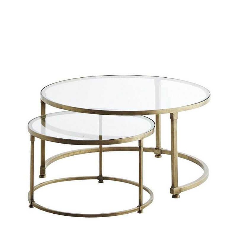 Maison & D Coration Madam Stoltz Petit Mobilier | Tables Gigognes - M Tal Et Verre