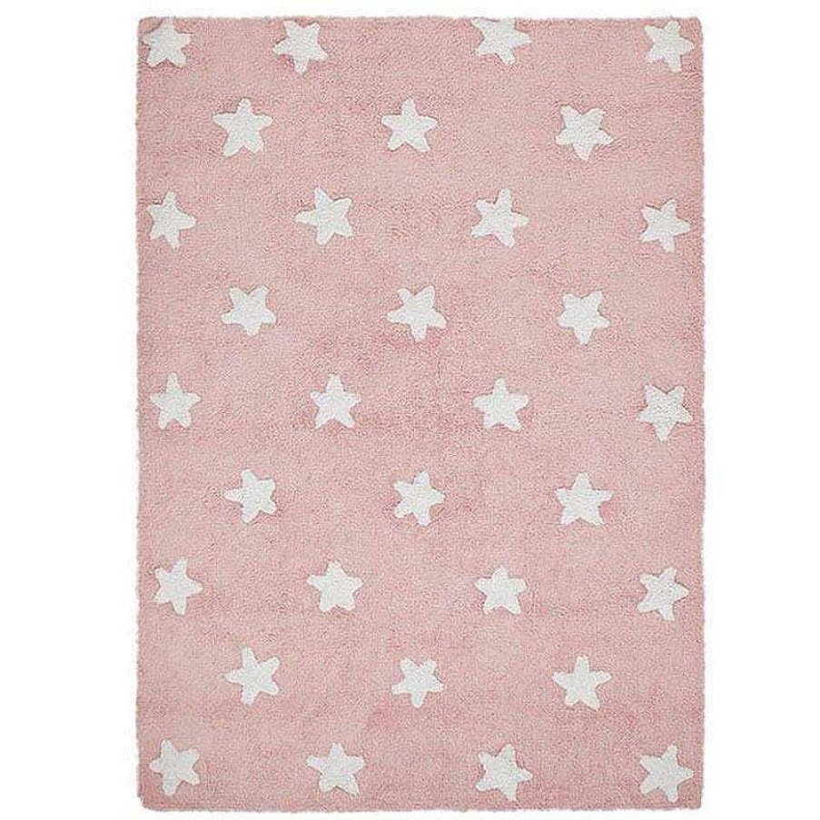 Kids Lorena Canals Tapis De Jeu, D' Veil & Chambre Enfant | Tapis Rose - Etoiles Blanches