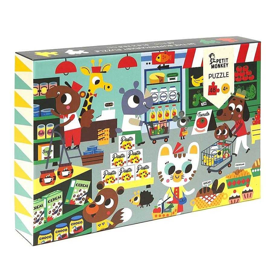 Kids Petit MonNew Puzzles & Jeux De Soci T | Puzzle 48 Pcs Au Supermarch - Petit Monkey