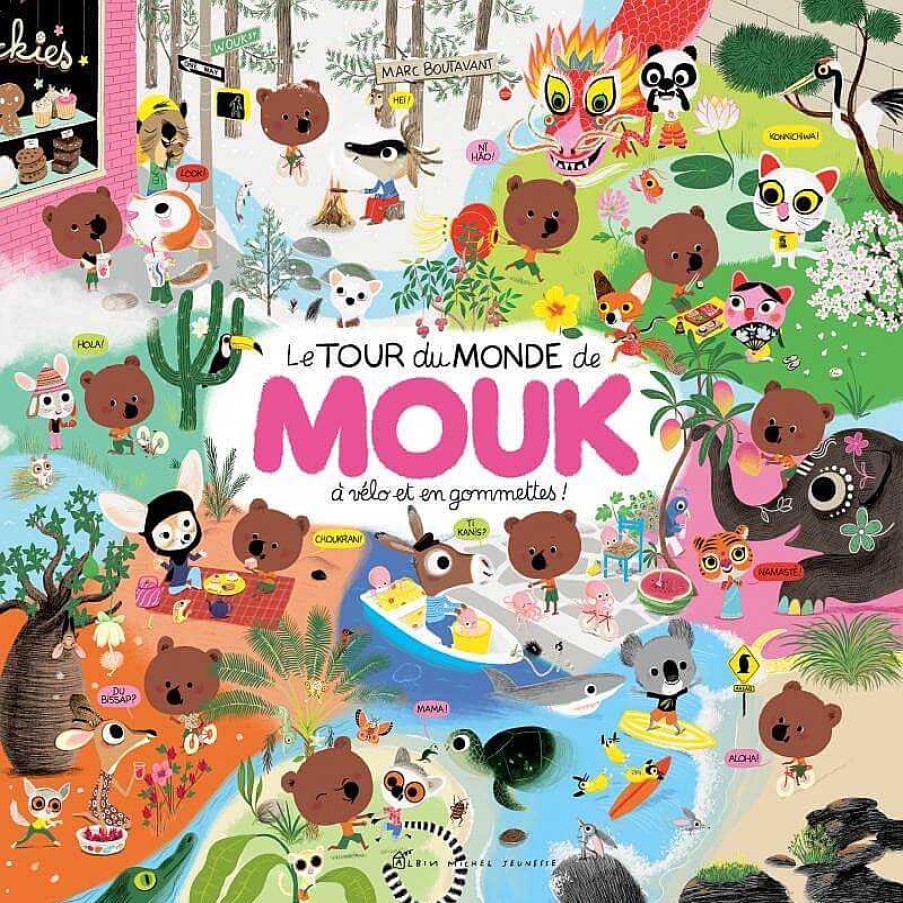 Lifestyle Albin Michel Livres Pour Enfants | Livre Enfant " Le Tour Du Monde De Mouk V Lo Et En Gommettes " - Albin Michel