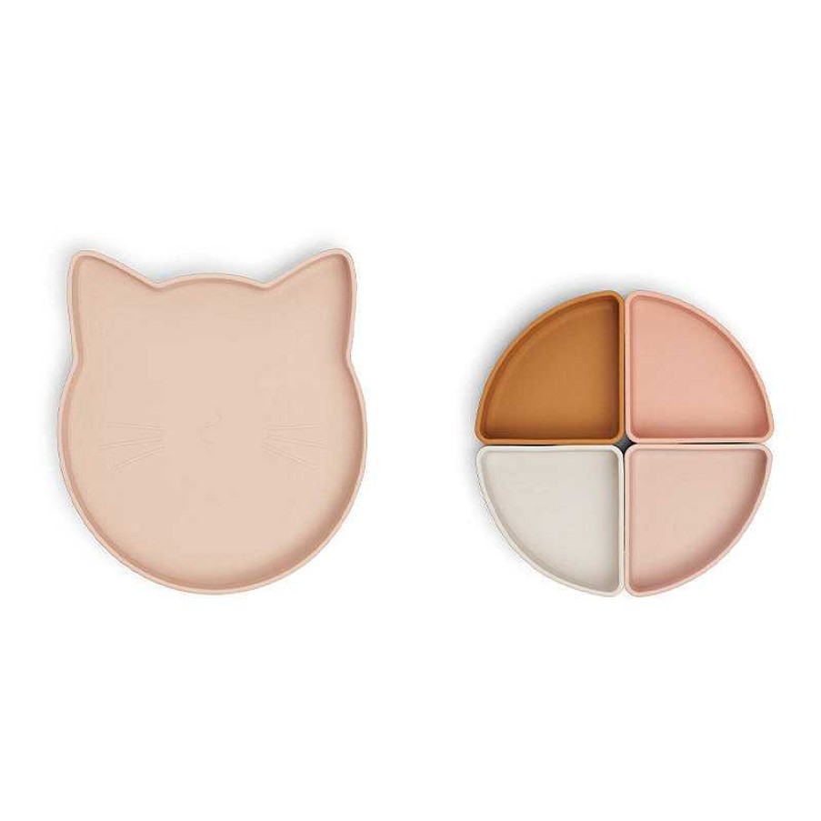 Maison & D Coration Liewood Assiettes | Assiette Compartiments Chat - Rose Multi Mix