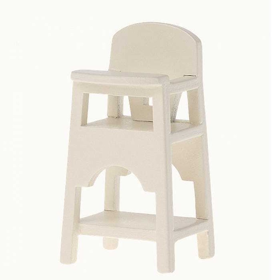 Kids Maileg Transats B B , Chaises Hautes | Chaise Haute 7 Cm Bois Cr Me - Maileg