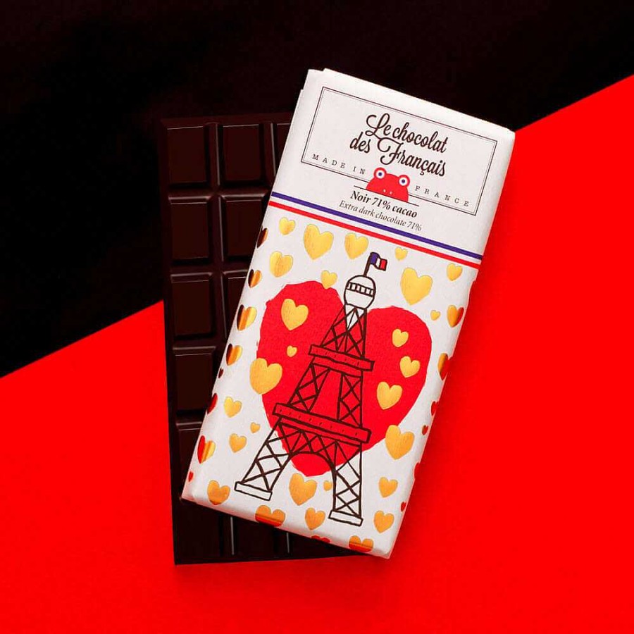 Epicerie Fine Le Chocolat des Français | La Tour Eiffel Coeur - Chocolat Noir 71%