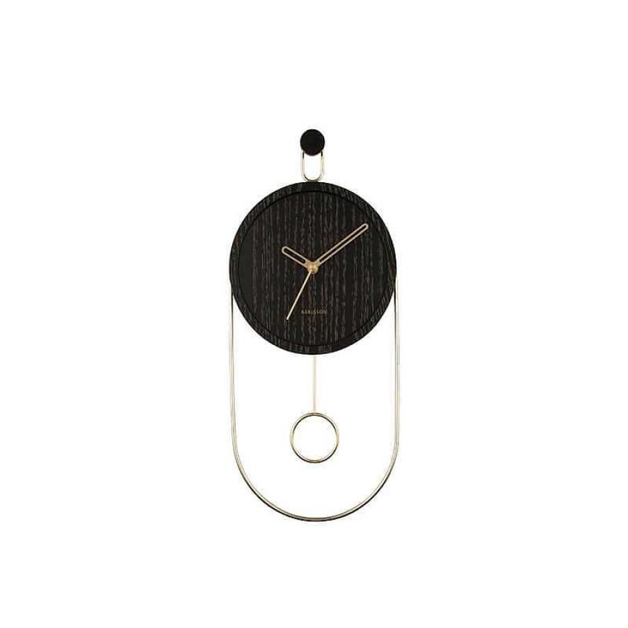 Maison & D Coration Karlsson Horloges, R Veils En Bois | Pendule Wall Clock Swing Noir - Karlsson