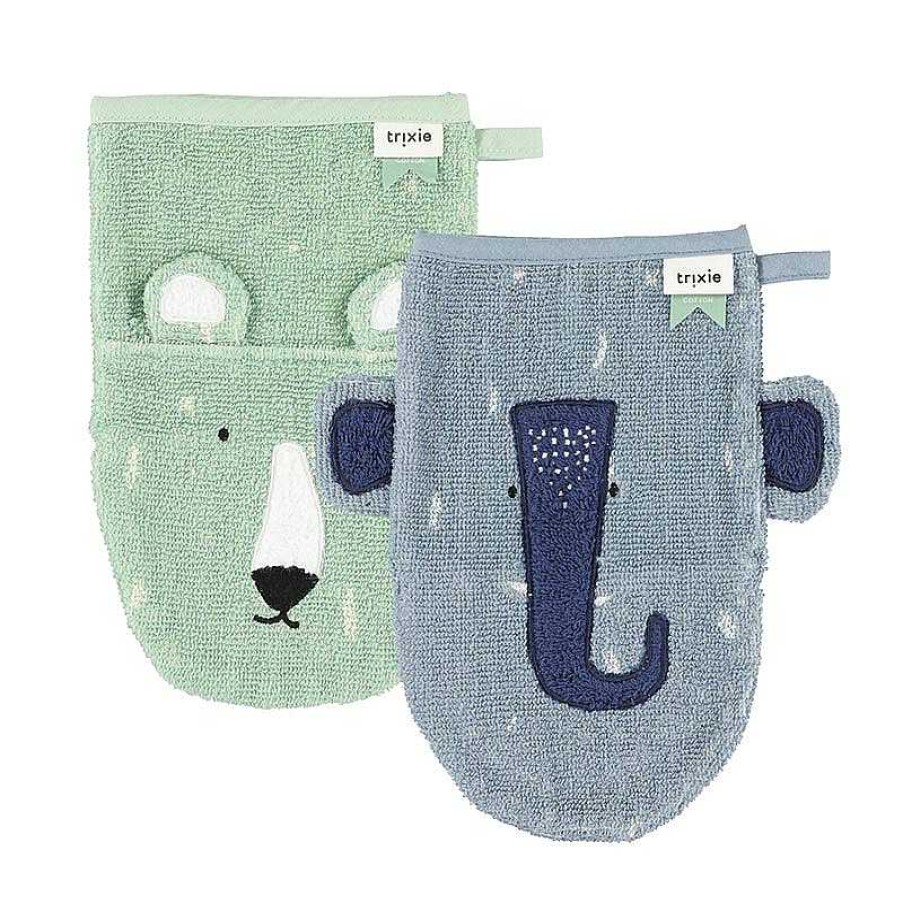 Kids Trixie Baby Accessoires De Bain | Duo Gants De Toilette Our Polaire & L Phant - Trixie Baby